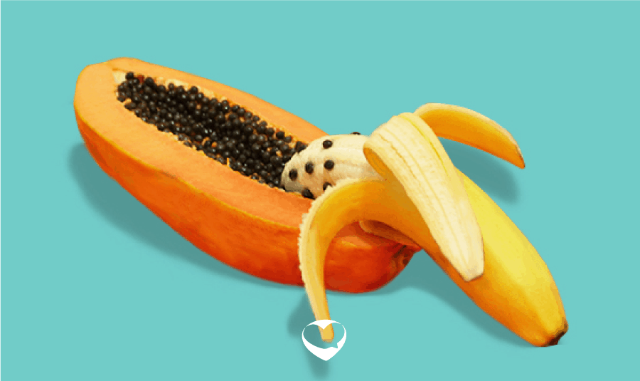 ilustración de papaya y platano
