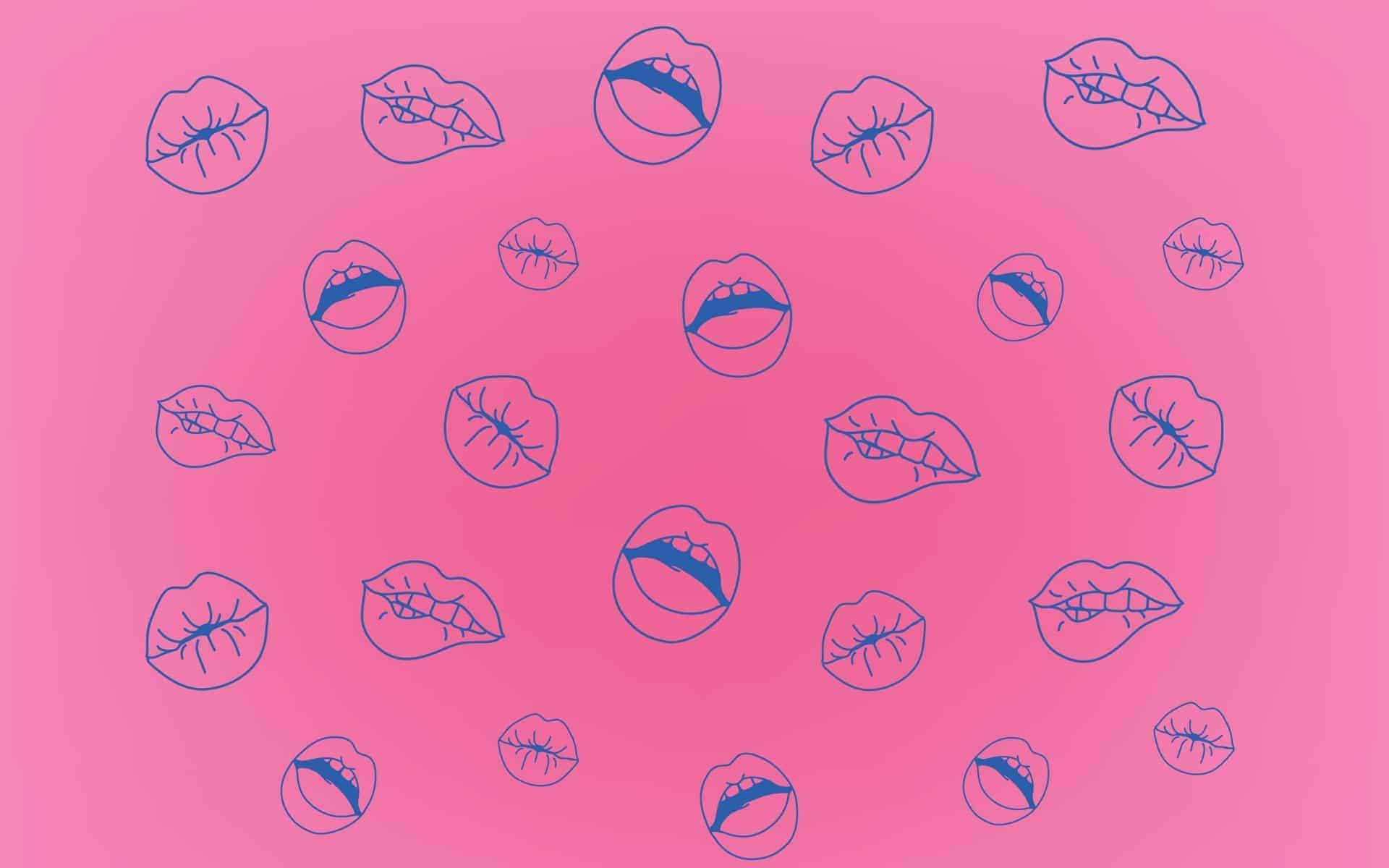ilustración en fondo rosa con bocas