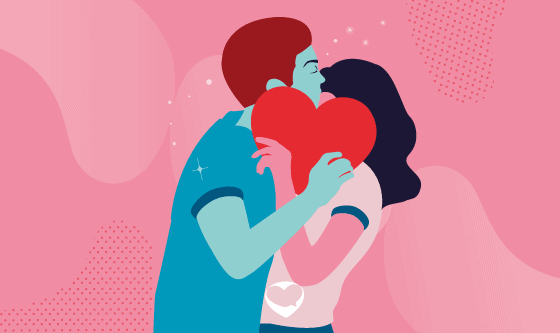 ilustracion pareja con corazon