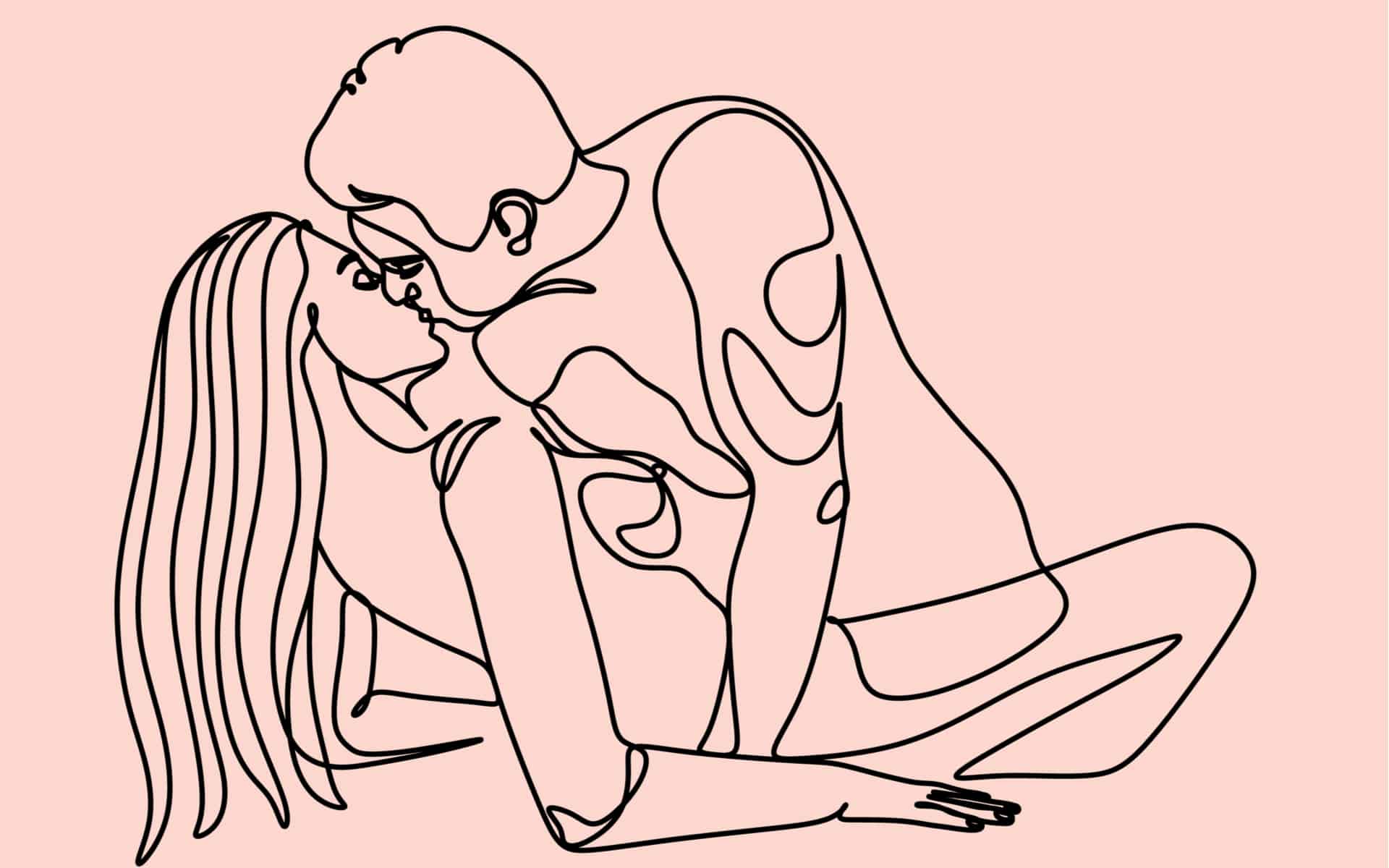 ilustracion lineas de pareja en fondo rosa